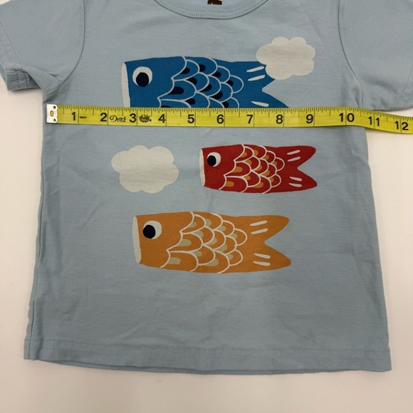Tea Collection Kids Japanese Fish Flags Graphic Tee 18-24 mo Blue Red Cotton EUC - Picture 7 of 10